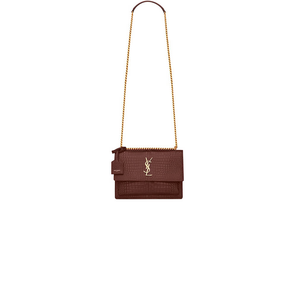 YSL Crocodile-embossed leather SUNSET Medium