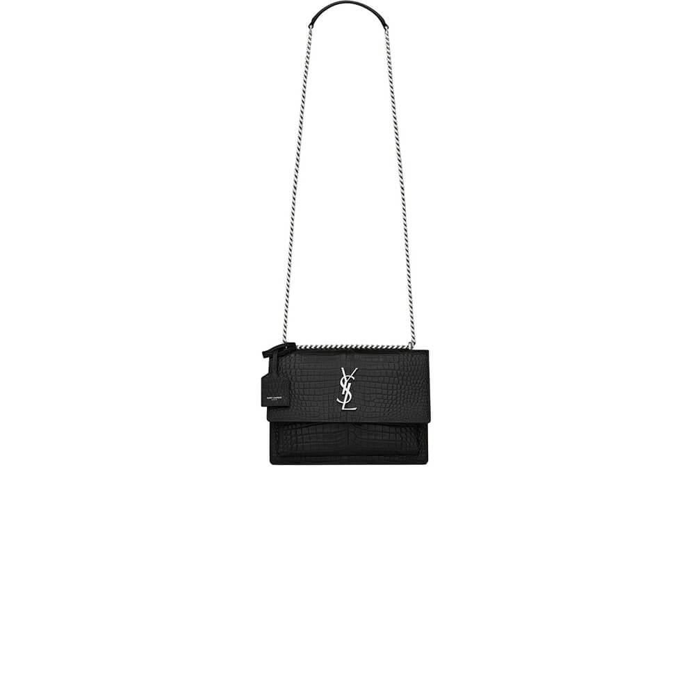 YSL Crocodile-embossed leather SUNSET Medium