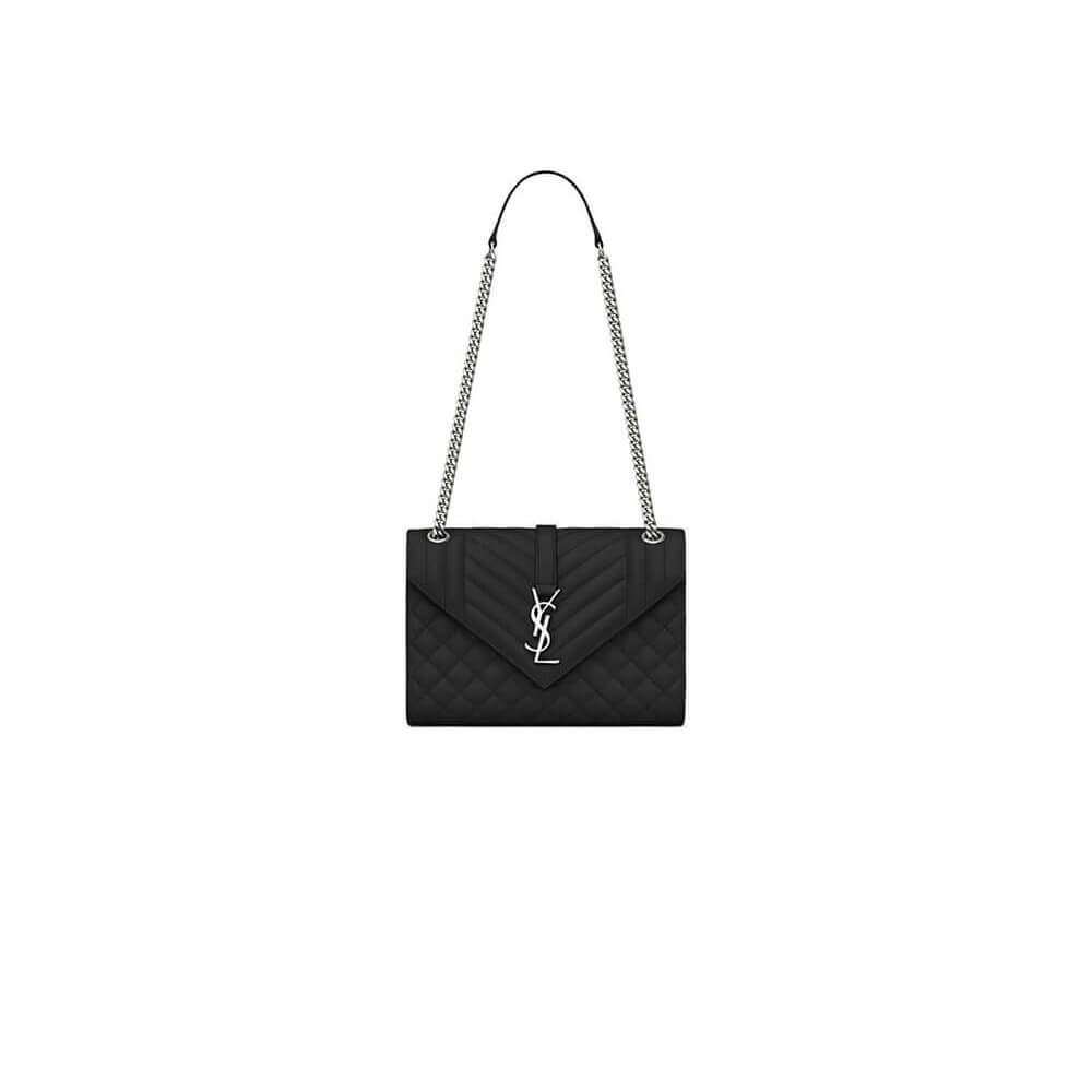 YSL ENVELOPE MEDIUM IN QUILTED GRAIN DE POUDRE EMBOSSED LEATHER