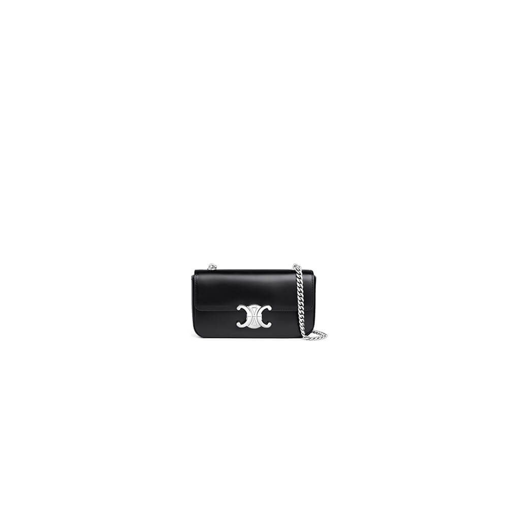 Ce**e claude shiny cowhide leather chain shoulder bag