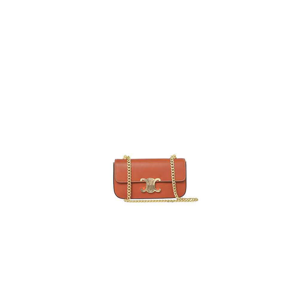 Ce**e claude shiny cowhide leather chain shoulder bag