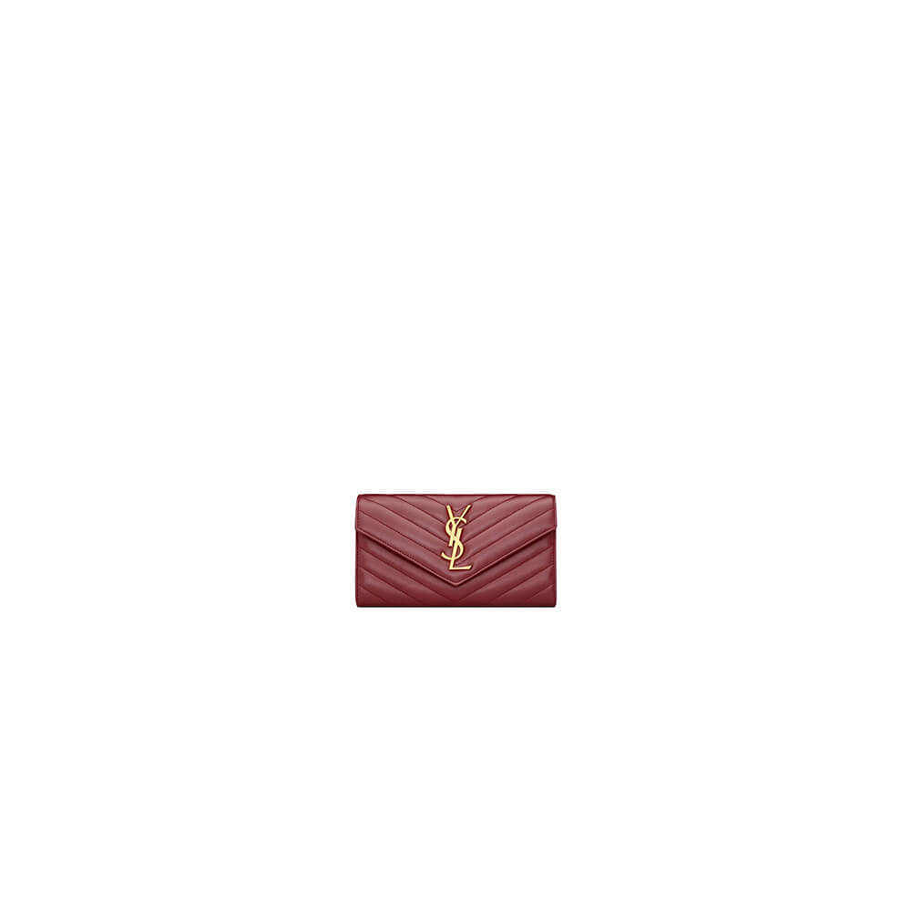 YSL CASSANDRE MATELASSÉ LARGE FLAP WALLET IN GRAIN DE POUDRE LEATHER