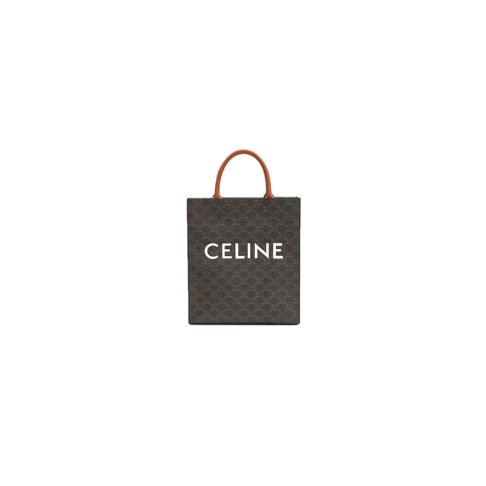Ce**e vertical cabas bag in calfskin with logo print and Ce**e print