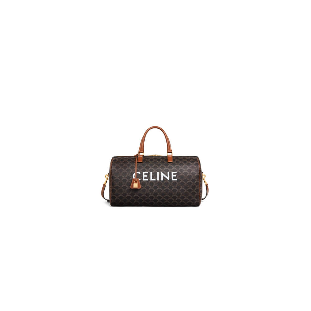 Ce**e medium duffle bag in logo-print calfskin